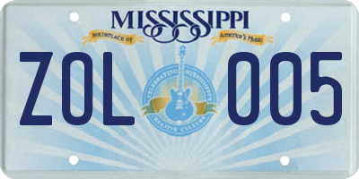 MS license plate ZOL005