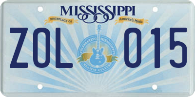 MS license plate ZOL015