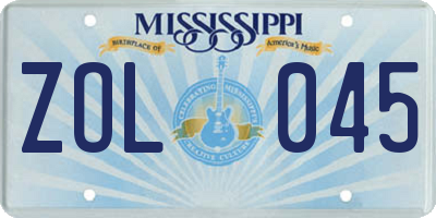MS license plate ZOL045