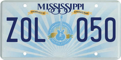 MS license plate ZOL050