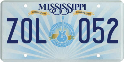 MS license plate ZOL052