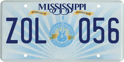 MS license plate ZOL056