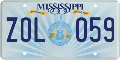 MS license plate ZOL059