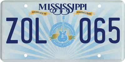 MS license plate ZOL065