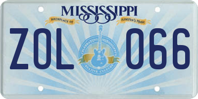 MS license plate ZOL066