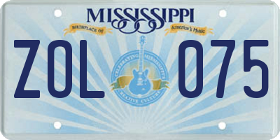 MS license plate ZOL075