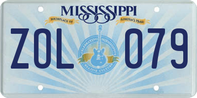 MS license plate ZOL079