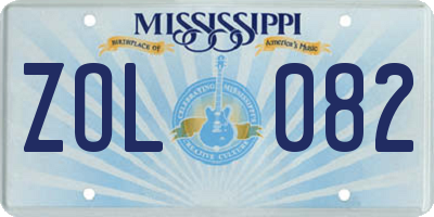 MS license plate ZOL082