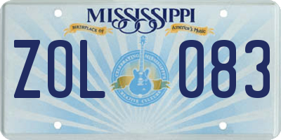 MS license plate ZOL083