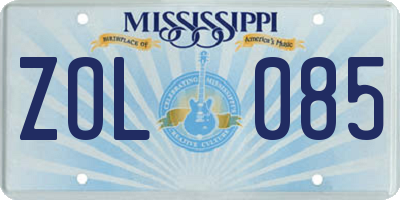 MS license plate ZOL085