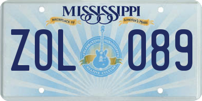 MS license plate ZOL089