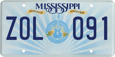 MS license plate ZOL091