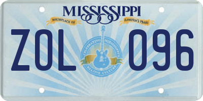 MS license plate ZOL096