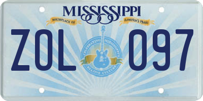 MS license plate ZOL097