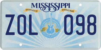 MS license plate ZOL098