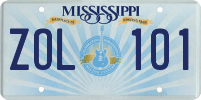 MS license plate ZOL101