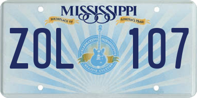 MS license plate ZOL107