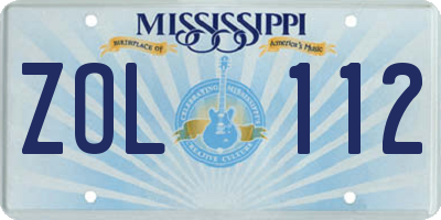 MS license plate ZOL112