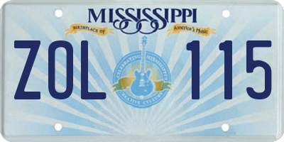 MS license plate ZOL115