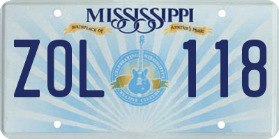 MS license plate ZOL118