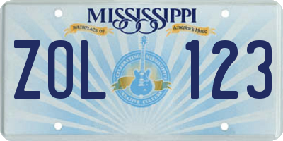 MS license plate ZOL123