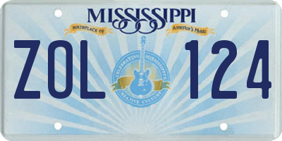 MS license plate ZOL124