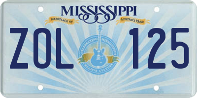 MS license plate ZOL125