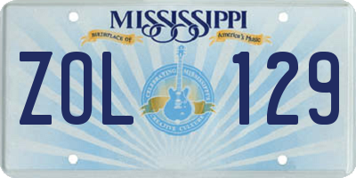 MS license plate ZOL129