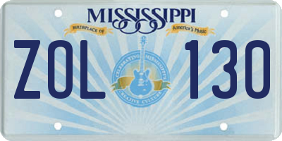 MS license plate ZOL130
