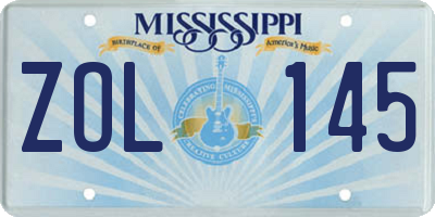 MS license plate ZOL145