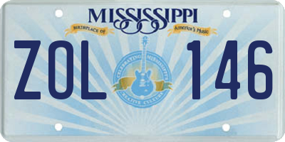 MS license plate ZOL146