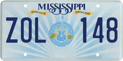 MS license plate ZOL148