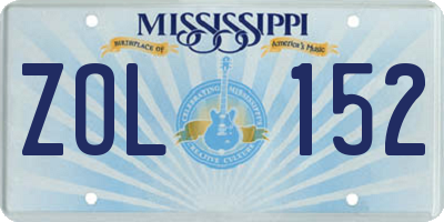 MS license plate ZOL152