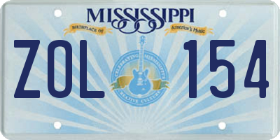 MS license plate ZOL154