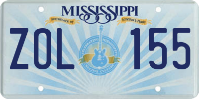 MS license plate ZOL155