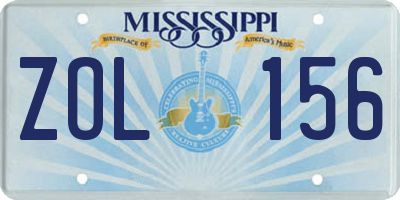 MS license plate ZOL156