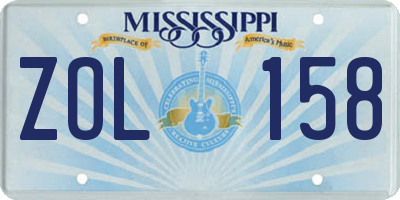 MS license plate ZOL158