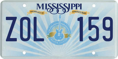 MS license plate ZOL159