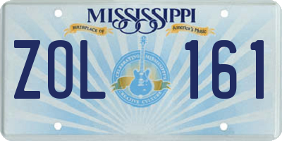 MS license plate ZOL161