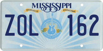 MS license plate ZOL162