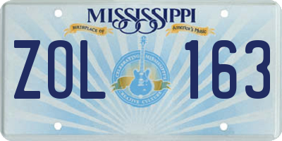 MS license plate ZOL163
