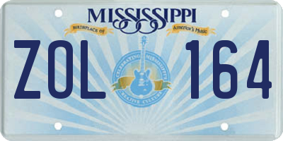 MS license plate ZOL164