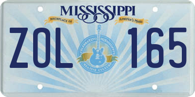 MS license plate ZOL165