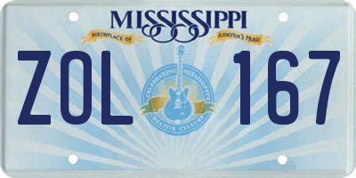MS license plate ZOL167