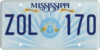 MS license plate ZOL170