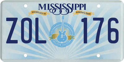 MS license plate ZOL176