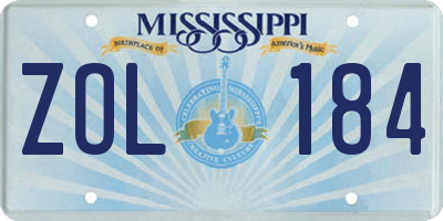 MS license plate ZOL184