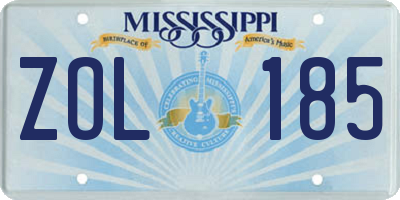 MS license plate ZOL185