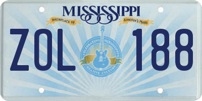 MS license plate ZOL188