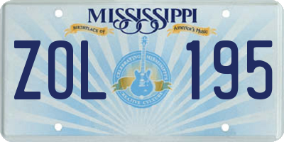 MS license plate ZOL195